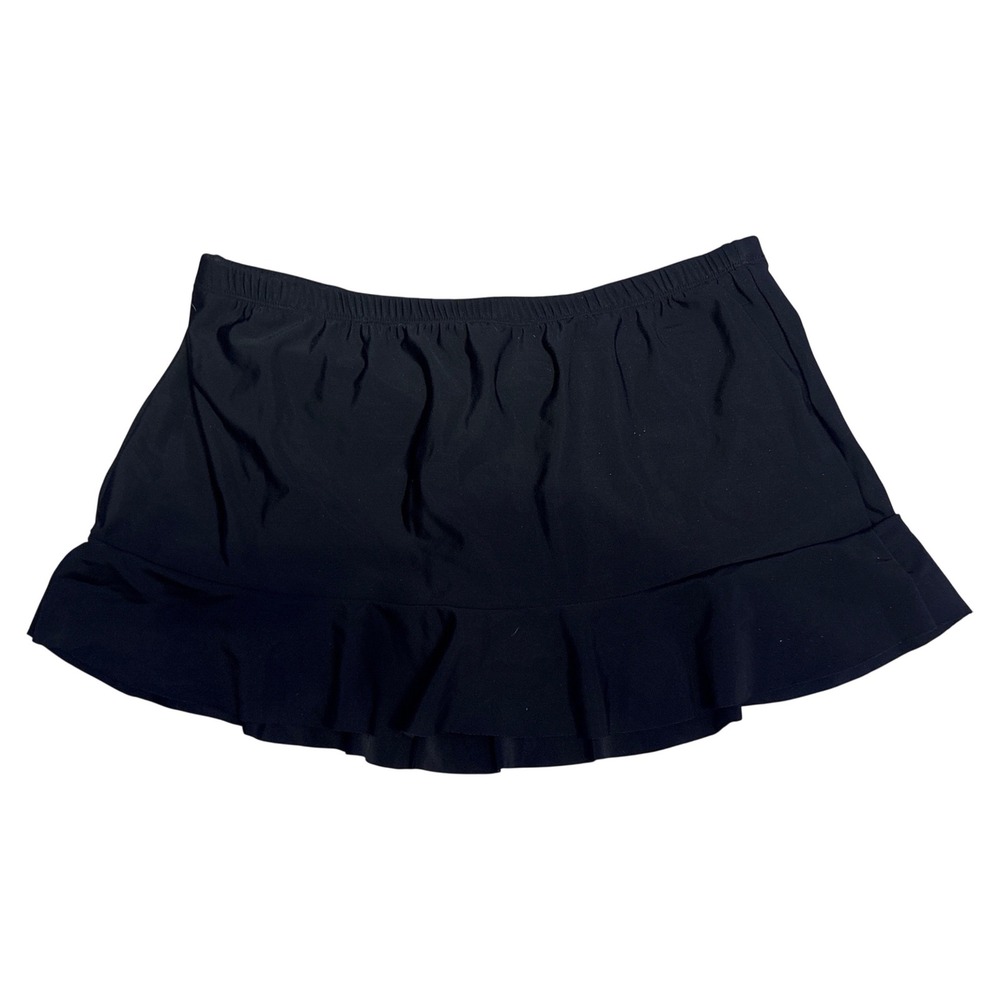 NEW Aqua Green Black Swim Skort Built In Brief Ruffle Hem Size Small 4/6